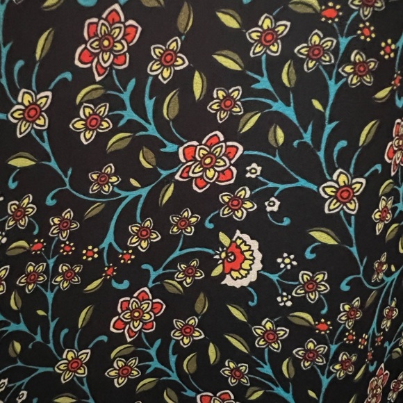 LOFT V-Neck Sleeveless Navy & w/ Red, Yellow & Blue Floral Print Blouse - Picture 2 of 5